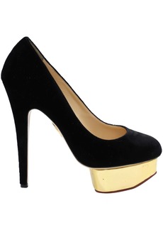 Charlotte Olympia Dolly Platform Pumps in Black Velvet