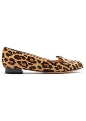 Charlotte Olympia Kitty leopard-print calf-hair flats