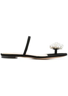 Charlotte Olympia pearl beaded trim strappy mid-heel sandals - Black