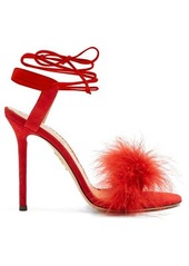 Charlotte Olympia Salsa feather-embellished suede sandals