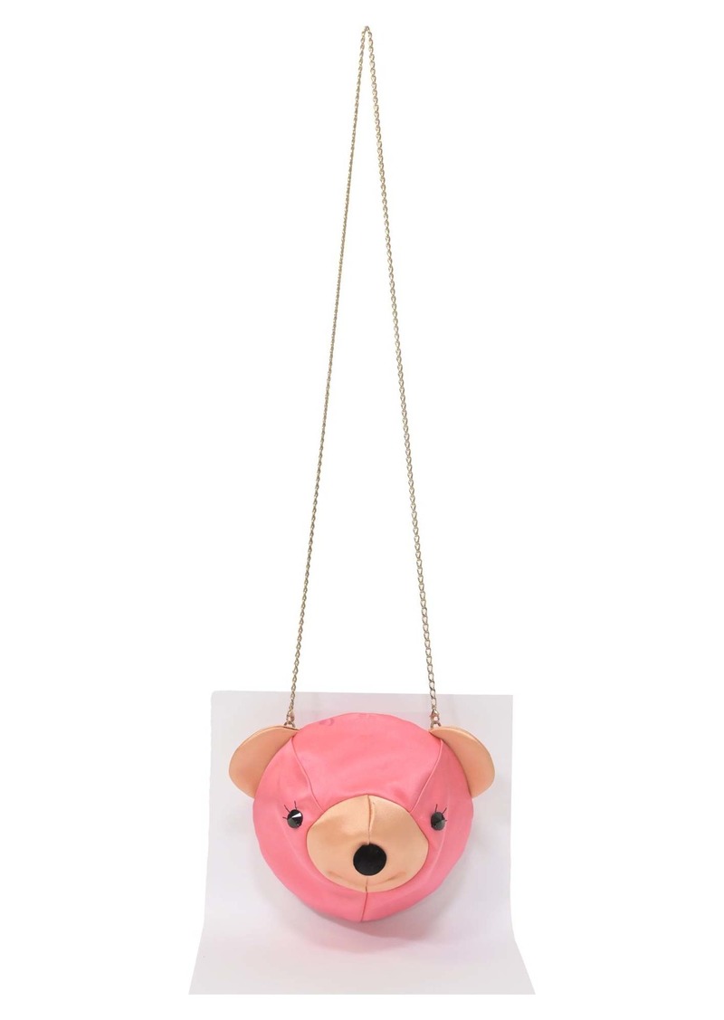 Charlotte Olympia Teddy Bear Crossbody Bag in Pink Satin