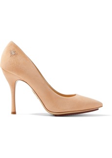 Charlotte Olympia Woman Bacall Embroidered Suede Pumps Blush
