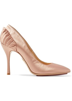 Charlotte Olympia Woman Blake Pleated Satin Pumps Rose Gold