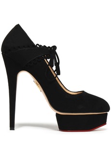 Charlotte Olympia Woman Dolly 140 Suede Platform Pumps Black