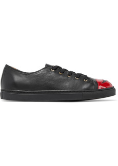 Charlotte Olympia - Kiss Me smooth and patent-leather sneakers - Black - EU 34.5