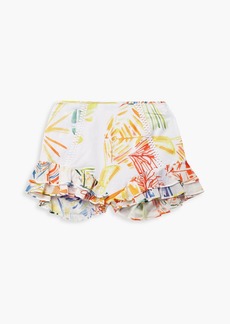 Charo Ruiz Ibiza - Amelie ruffled printed cotton-blend voile shorts - White - XL