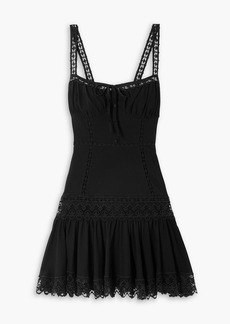 Charo Ruiz Ibiza - Elodie guipure lace-trimmed cotton-blend voile mini dress - Black - XL
