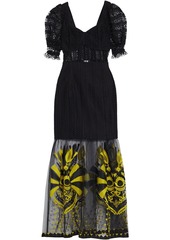 Charo Ruiz Ibiza - Embroidered tulle-paneled guipure lace maxi dress - Black - XS