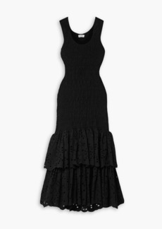 Charo Ruiz Ibiza - Isa cutout shirred broderie anglaise cotton-blend midi dress - Black - XS