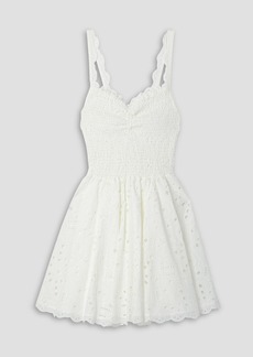 Charo Ruiz Ibiza - Lina shirred broderie anglaise cotton-blend mini dress - White - M