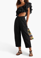 Charo Ruiz Ibiza - Lya cropped broderie anglaise cotton-blend wide-leg pants - Black - S