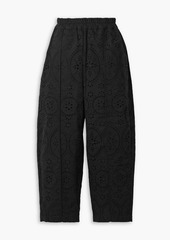Charo Ruiz Ibiza - Lya cropped broderie anglaise cotton-blend wide-leg pants - Black - S