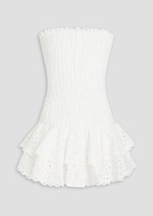 Charo Ruiz Ibiza - Megan ruffled broderie anglaise cotton-blend mini halterneck dress - White - M