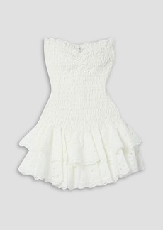 Charo Ruiz Ibiza - Megan strapless broderie anglaise cotton-blend mini dress - White - M