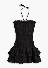 Charo Ruiz Ibiza - Megan strapless tiered broderie anglaise cotton-blend mini dress - Black - L