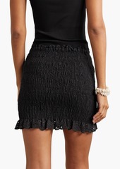 Charo Ruiz Ibiza - Paola gathered broderie anglaise cotton-blend mini skirt - Black - XS