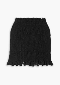 Charo Ruiz Ibiza - Paola gathered broderie anglaise cotton-blend mini skirt - Black - XS
