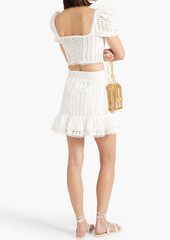 Charo Ruiz Ibiza - Ruffled broderie anglaise cotton-blend mini skirt - White - XS