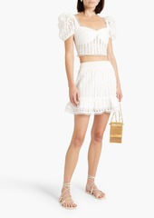 Charo Ruiz Ibiza - Ruffled broderie anglaise cotton-blend mini skirt - White - XS