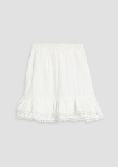 Charo Ruiz Ibiza - Nova tiered broderie anglaise cotton-blend mini skirt - Blue - M