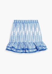 Charo Ruiz Ibiza - Nova tiered broderie anglaise cotton-blend mini skirt - Blue - M