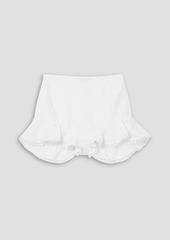 Charo Ruiz Ibiza - Saza ruffled broderie anglaise cotton-blend shorts - White - L