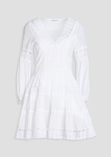 Charo Ruiz Ibiza - Violette lace-trimmed cotton-blend mousseline mini dress - White - L