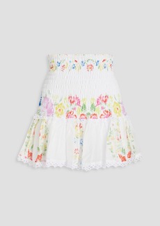 Charo Ruiz Ibiza - Yane shirred floral-print cotton-blend voile mini skirt - White - XS