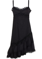 Charo Ruiz Ibiza - Asymmetric crocheted lace-trimmed cotton-blend voile mini dress - Black - M