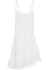 Charo Ruiz Ibiza - Asymmetric crocheted lace-trimmed cotton-blend voile mini dress - White - L