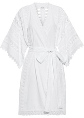 Charo Ruiz Ibiza Woman Fusa Belted Crocheted Lace-trimmed Cotton-blend Voile Kimono White
