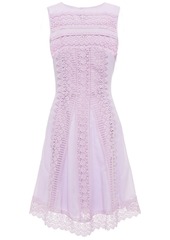 Charo Ruiz Ibiza Woman Ona Crocheted Lace-trimmed Cotton-blend Voile Mini Dress Lilac