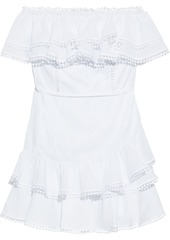 Charo Ruiz Ibiza Woman Tiered Crocheted Lace And Cotton-blend Voile Mini Dress White