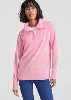 Charter Club 100% Cashmere Women's Quarter-Zip Sweater, Created for Macy's - Bubblegum Heather