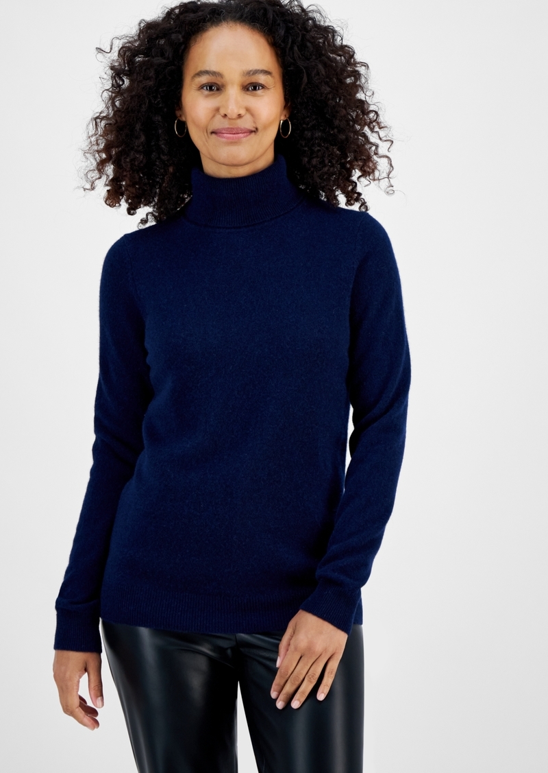 Charter Club 100% Cashmere Women's Turtleneck Sweater, Regular & Petites, Created for Macy's - Admiral Navy