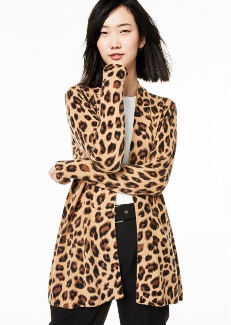Charter Club Animal-Print Pure Cashmere Cardigan, Created for Macy's