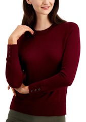 Charter Club Button-Sleeve Sweater, Created for Macy's