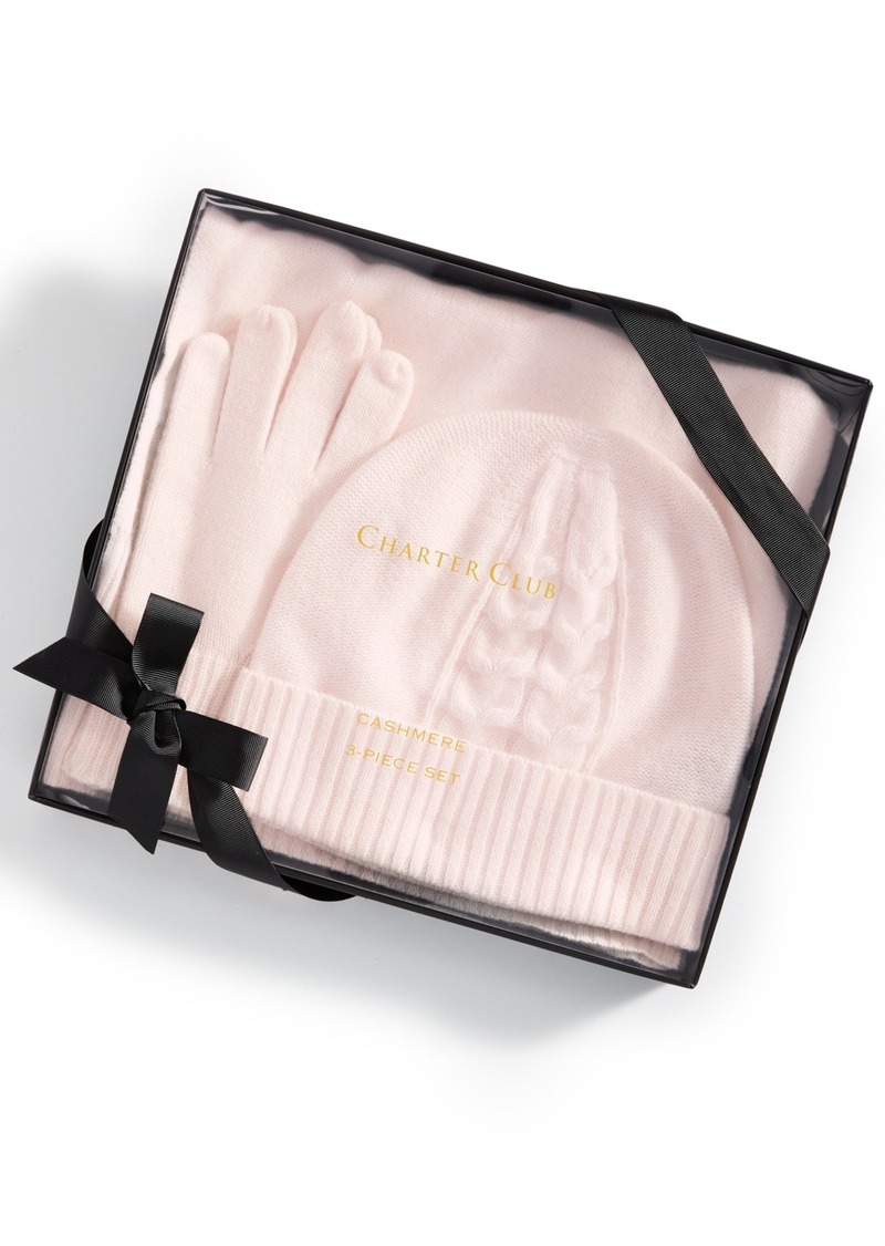 Charter Club Cashmere Hat, Gloves & Scarf Boxed Gift Set, Created for Macy's - Delicacy