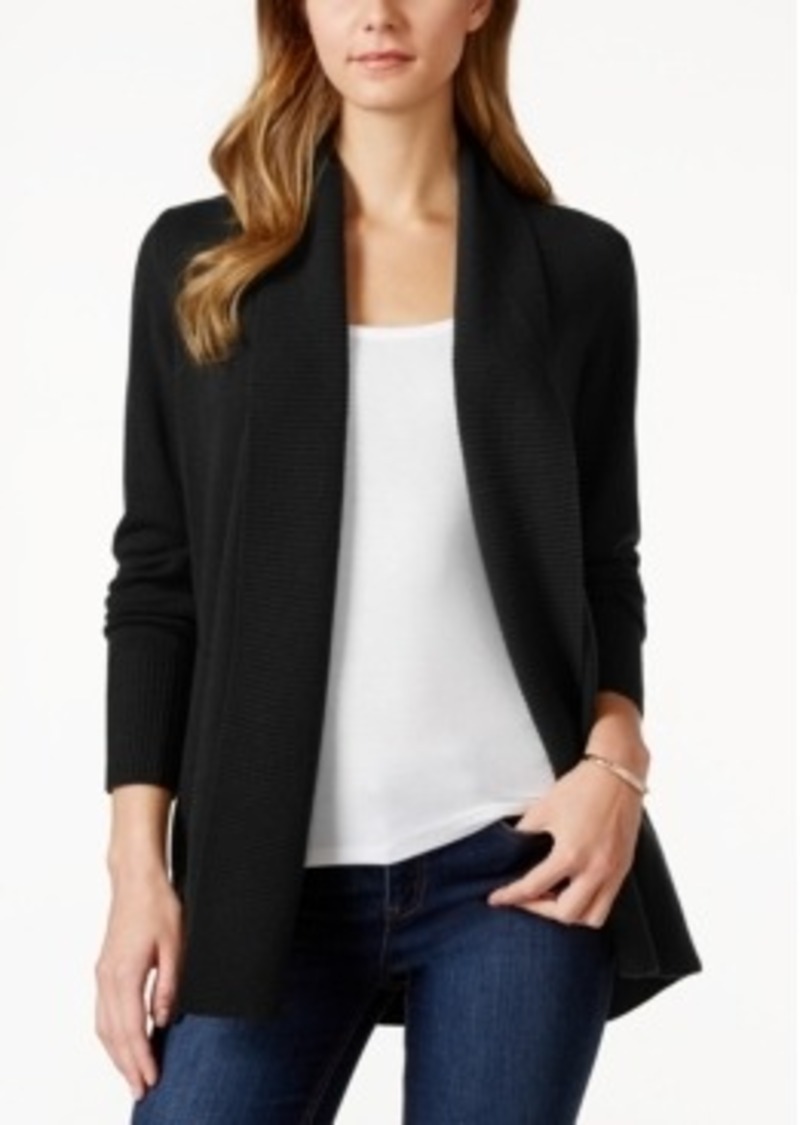 Charter Club Charter Club Cashmere Ribbed-Trim Open-Front Cardigan ...