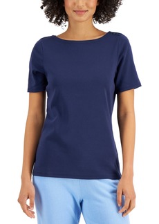 Charter Club Cotton Boat-Neck Top, Created for Macy's