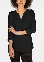 Charter Club Supima Cotton Split-Neck Top, Created for Macy's