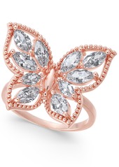 Charter Club Crystal Butterfly 18K Rose Gold Plate Ring, Created for Macy's - Rose Gold