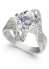Charter Club Crystal Stone Bypass Ring in Fine Silver Plate, Created for Macy's