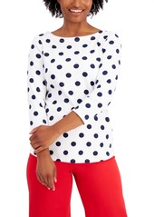 Charter Club Petite Printed Top, Created for Macy's - Bright White Combo