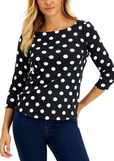 Charter Club Petite Printed Top, Created for Macy's - Deep Black Combo