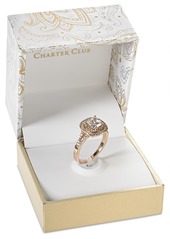 Charter Club Double Halo Crystal Center Ring, Created for Macy's - Silver