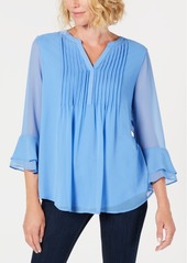 Charter Club Double Ruffle Solid Pintuck Top, Created for Macy's