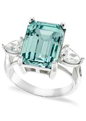 Charter Club Emerald Cut Crystal Ring in Silver Plate, Gold or Rose Gold Plate, Created for Macy's - Blue
