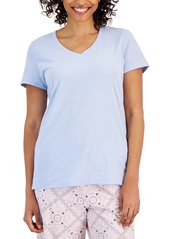 Charter Club Everyday Cotton V-Neck Pajama T-Shirt, Created for Macy's - Blue Eyes