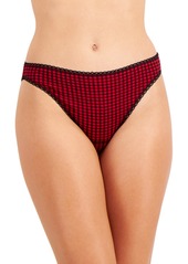 Charter Club Everyday Cotton Women's Lace-Trim Thong, Created for Macy's